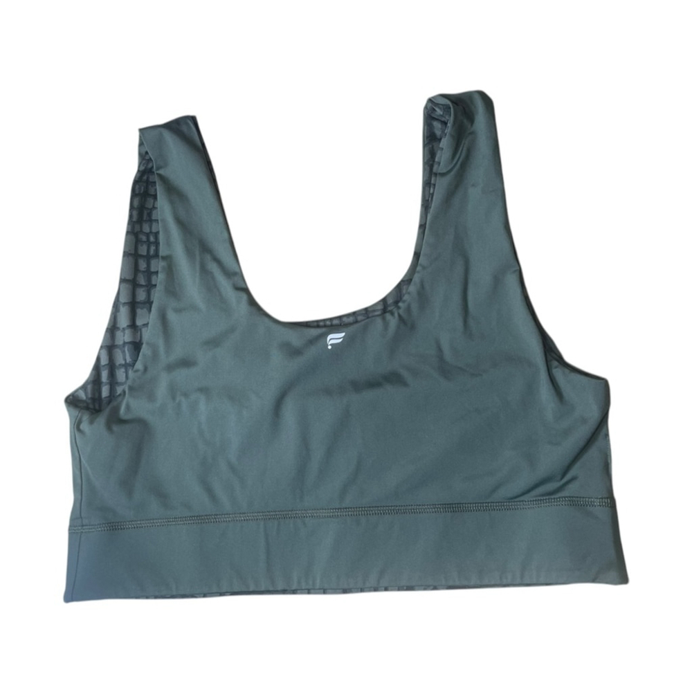 Fabletics Sports Bra Green Activewear Gym Workout Compression Support Reversible
